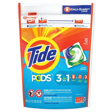 TIDE Laundry Detergent, Bag, Powder/Gel, Clean Breeze, 140 PK 00037000892588